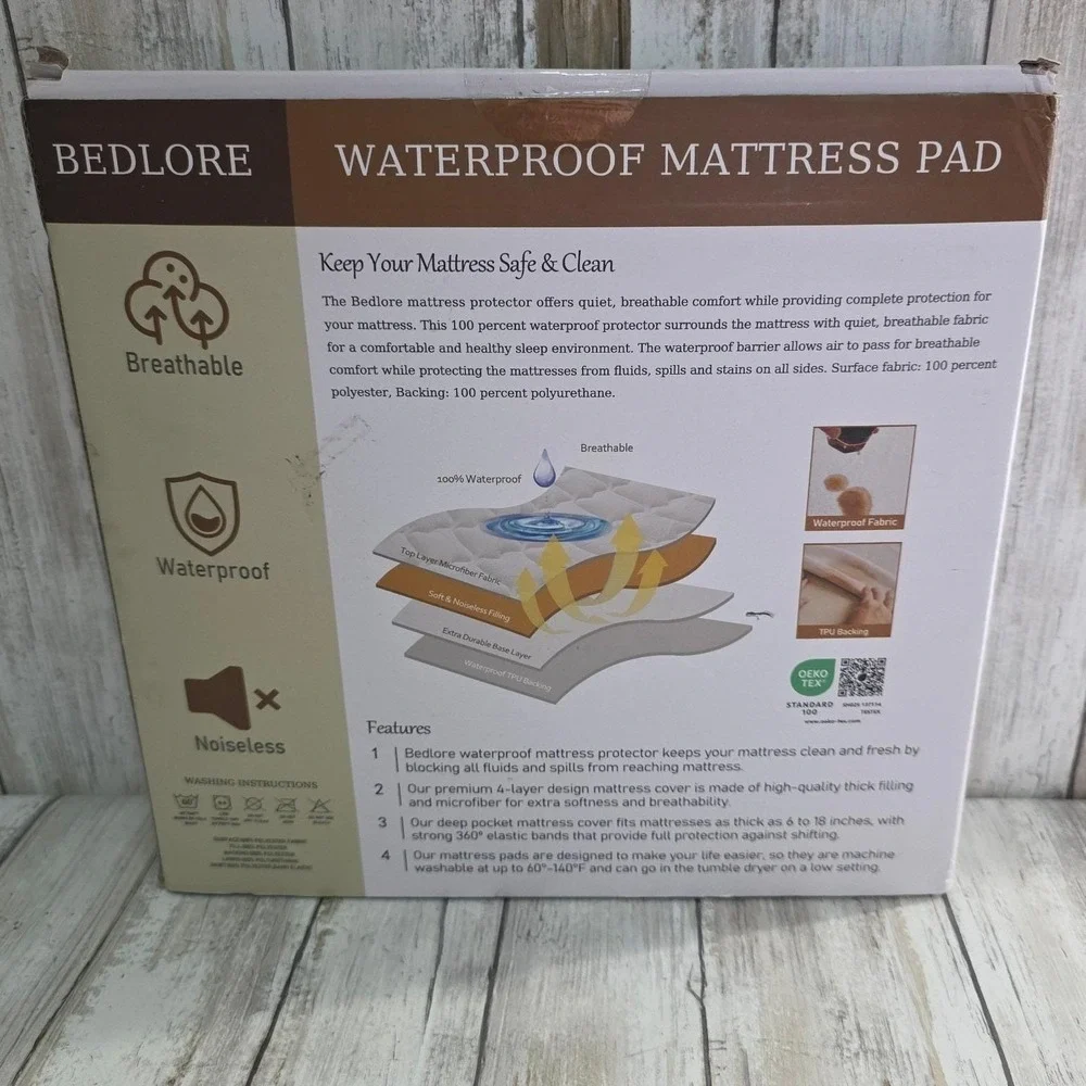 BEDLORE Waterproof Mattress Pad Queen Size Premium Quality 10 Year Warranty